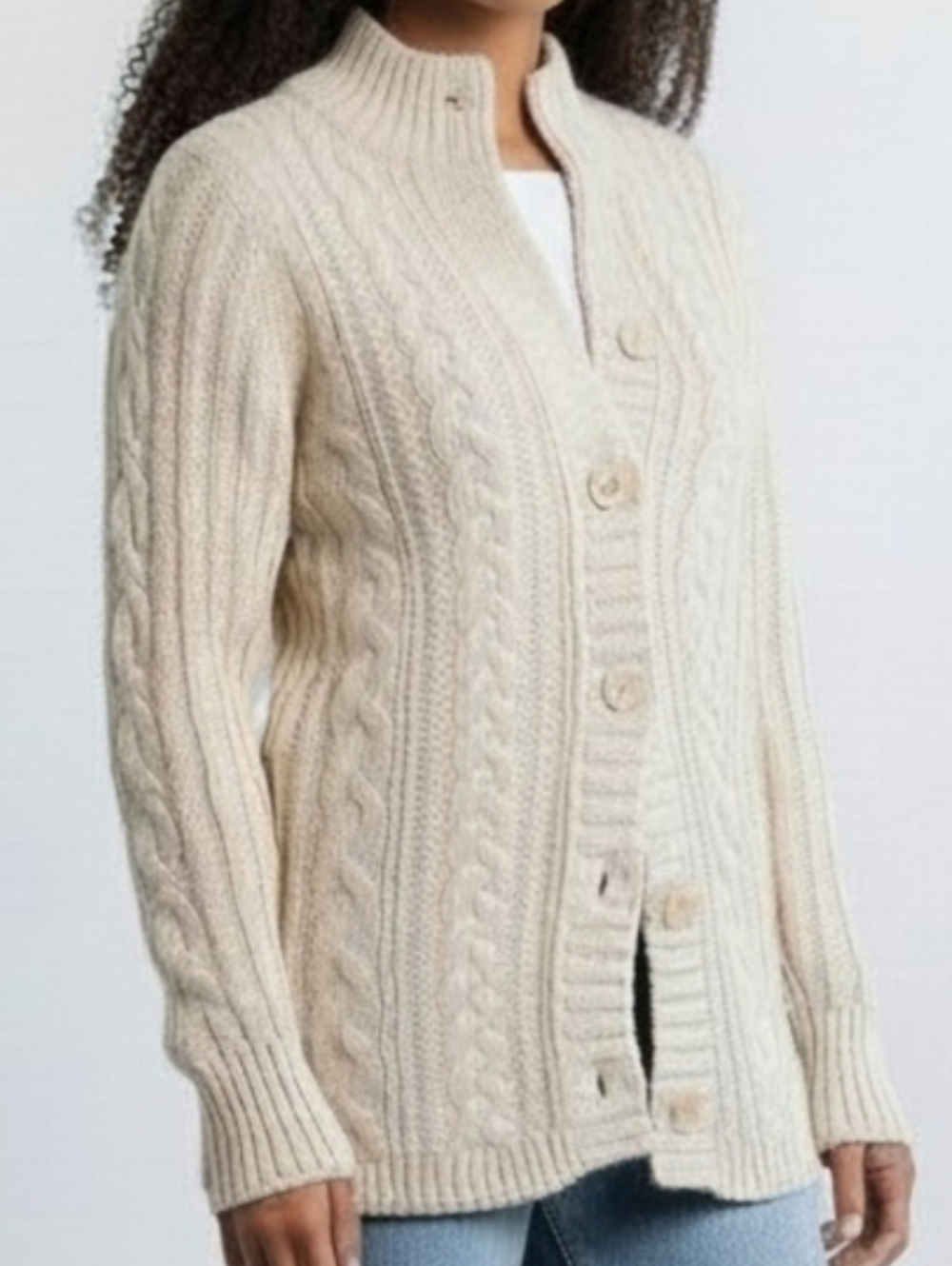 GAP Y2K Cream Cable Knit Cardigan Jacket M